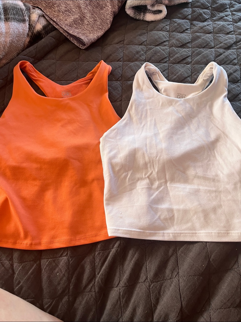 Athleta Girls' Racerback Tank Tops - Orange & White